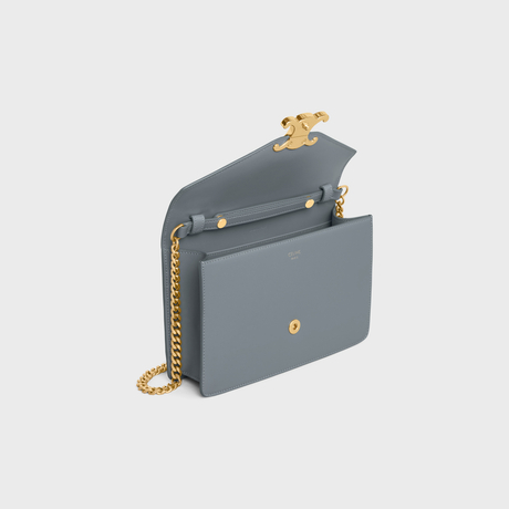 WALLET ON CHAIN MARGO IN SHINY CALFSKIN BLUE GREY - Image 4